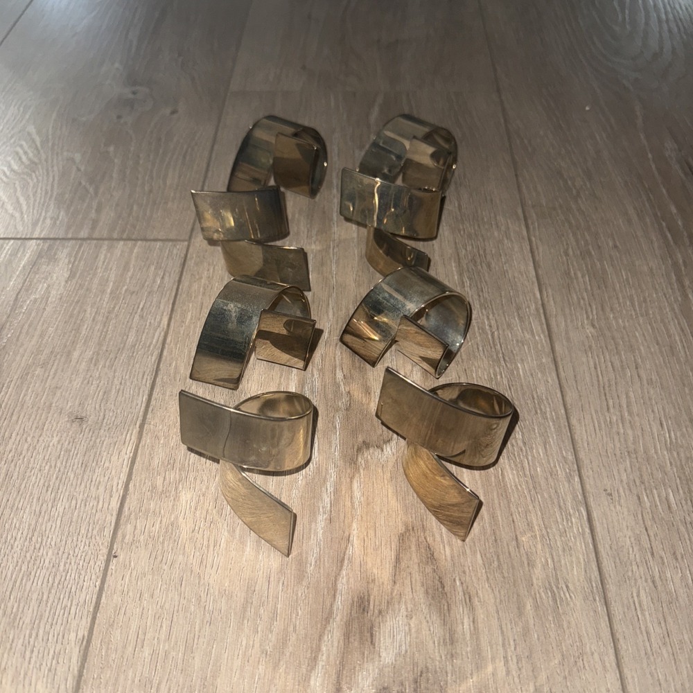 Napkin Rings Ribbon Metal‎ Gold Tone Set of 8
